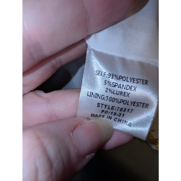 Women's MICHEL Yellow White Houndstooth Blazer S - Picture 4 of 6